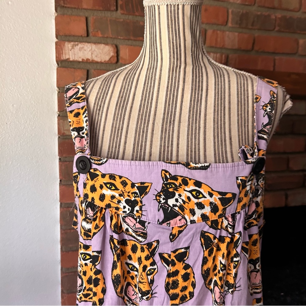 Nooworks Cheetah Head Overall Jumpsuit in Purple Sz M - Picture 4 of 11